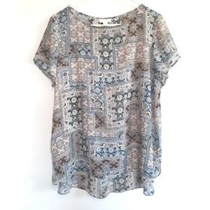 J jill semi sheer hi-low top